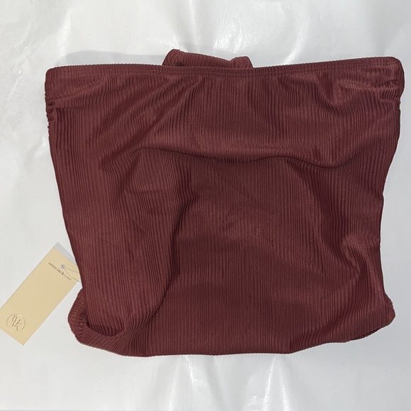 NWT Ris-K by Dippin Daisys Brown Ribbed Strapless One Piece Bandeau Swimsuit S - Picture 8 of 14